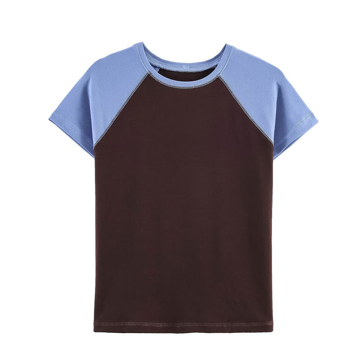 Damen Sportliches T-Shirt mit Kontrastärmeln und lässigem Schnitt Echo Archiv
