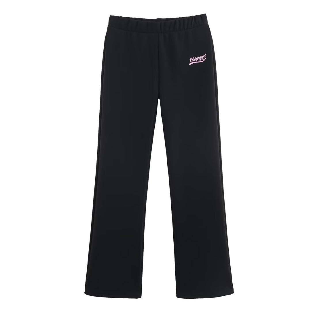 Damen Locker geschnittene Jersey-Freizeithose mit weitem Bein, elastischem Bund und Retro-Logo Echoarchiv