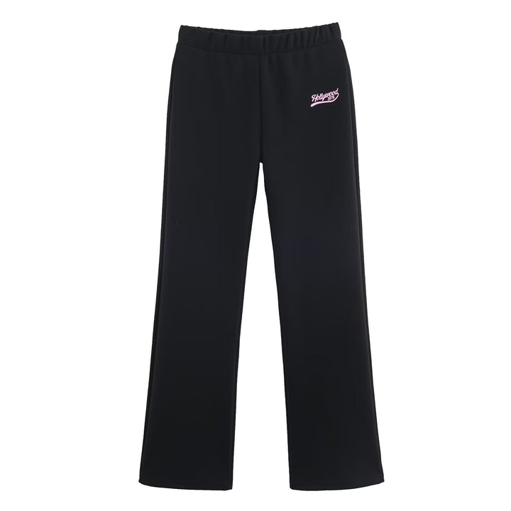Damen Locker geschnittene Jersey-Freizeithose mit weitem Bein, elastischem Bund und Retro-Logo Echoarchiv