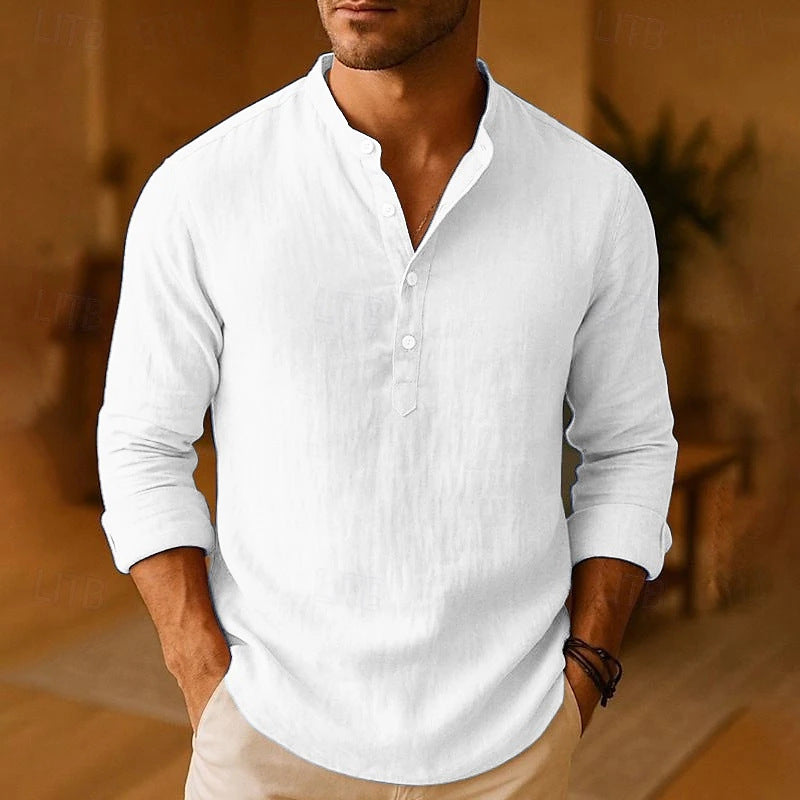 Herren elegantes Hemd mit Stehkragen und Knopfdetails Echoarchiv