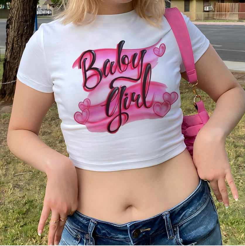 Damen Crop-Top mit kreativem Grafikdesign und modernem Schriftzug Echo Archiv