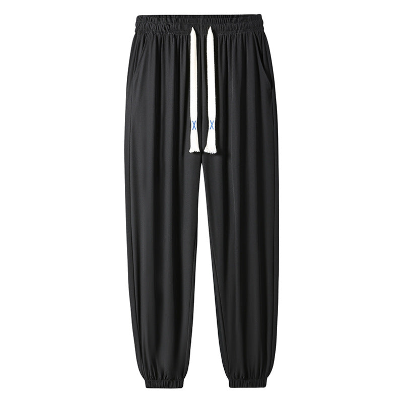 Herren Leichte Relax-Fit-Loungehose aus atmungsaktivem Jersey mit elastischem Tunnelbund, breitem Kordelzug & geripptem Beinabschluss Echoarchiv