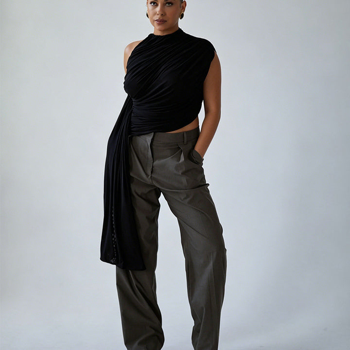 Damen Elegantes asymmetrisches Top mit Drapierungen Echo Archiv