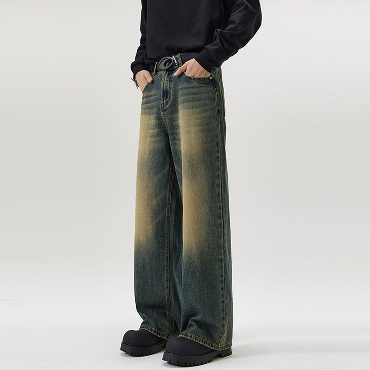 Herren Weite Vintage-Denim-Jeans mit ausgeprägtem Fade und geradem Bein Echo Archiv