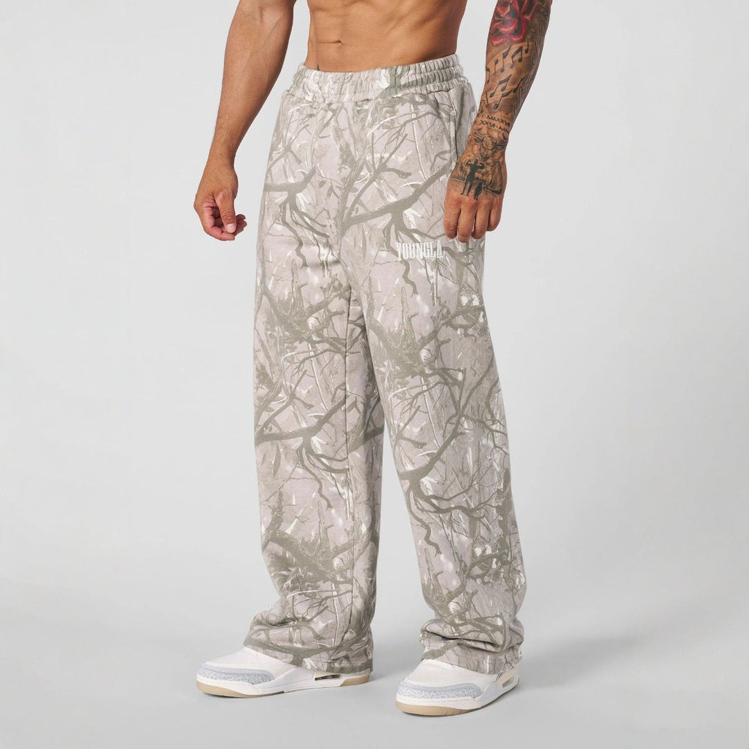 Herren weite Camouflage-Jogginghose mit elastischem Komfortbund und Oberschenkel-Logo – Sorevano
