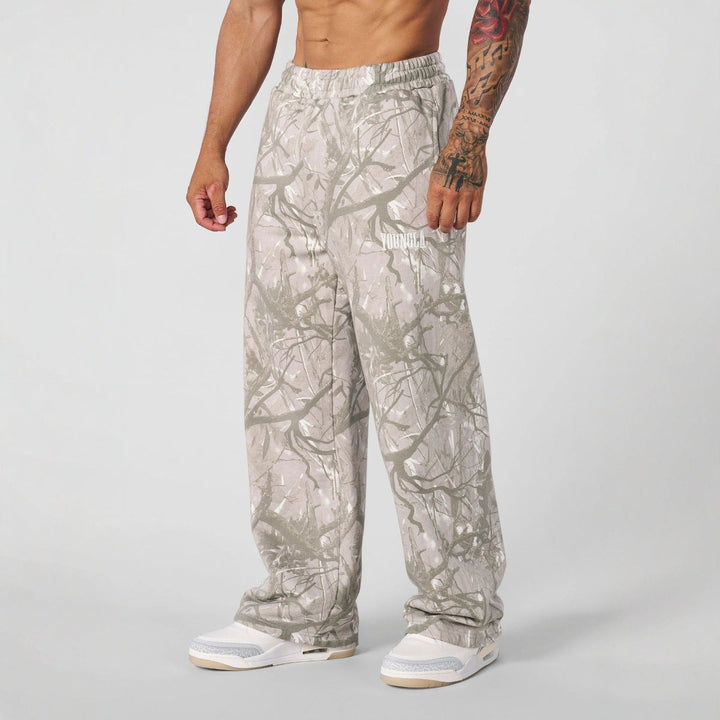 Herren weite Camouflage-Jogginghose mit elastischem Komfortbund und Oberschenkel-Logo – Sorevano
