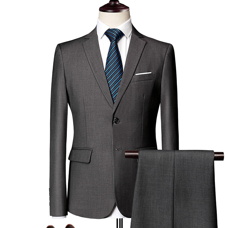 Herren nan Slim-Fit Einreiher-Anzugset mit Ein-Knopf-Sakko, schmaler Anzughose mit Bügelfalte und elastischem Stretchgewebe Echo Archiv