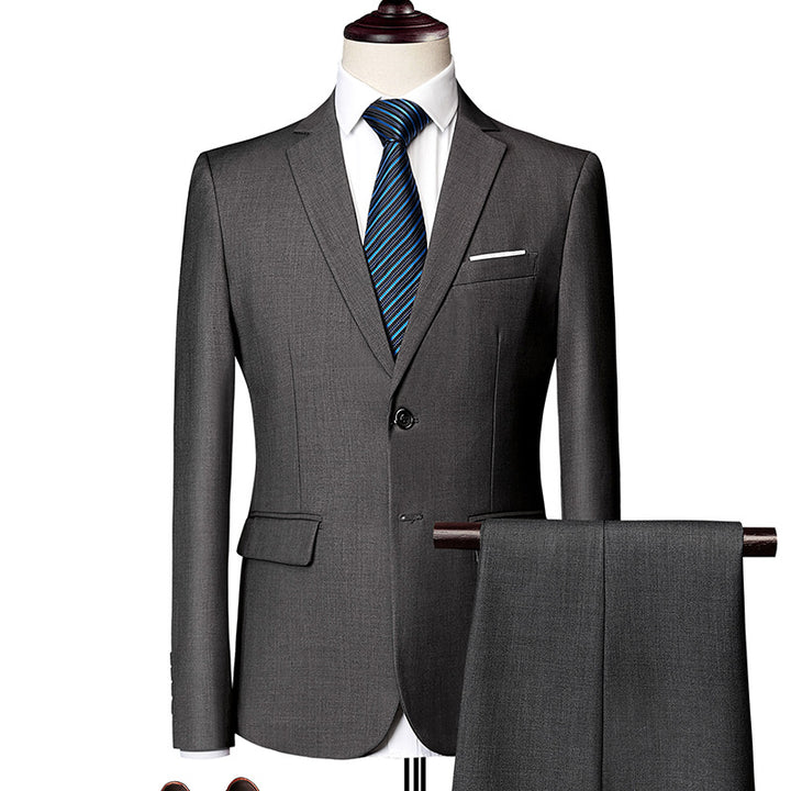 Herren nan Slim-Fit Einreiher-Anzugset mit Ein-Knopf-Sakko, schmaler Anzughose mit Bügelfalte und elastischem Stretchgewebe Echo Archiv