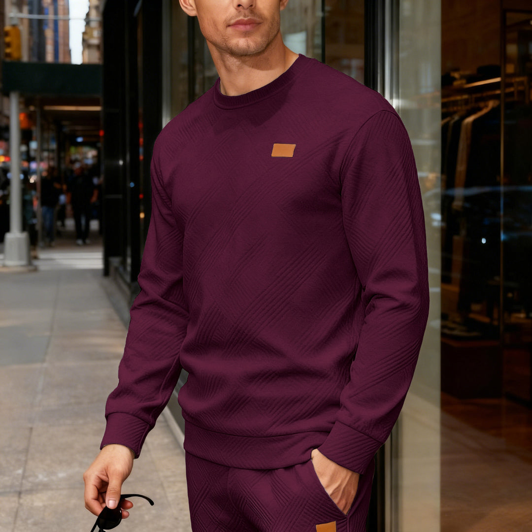 Herren nan strukturierter Baumwollstrickpullover mit Rautenstruktur, Rundhalsausschnitt und elastischen Bündchen Echo Archiv