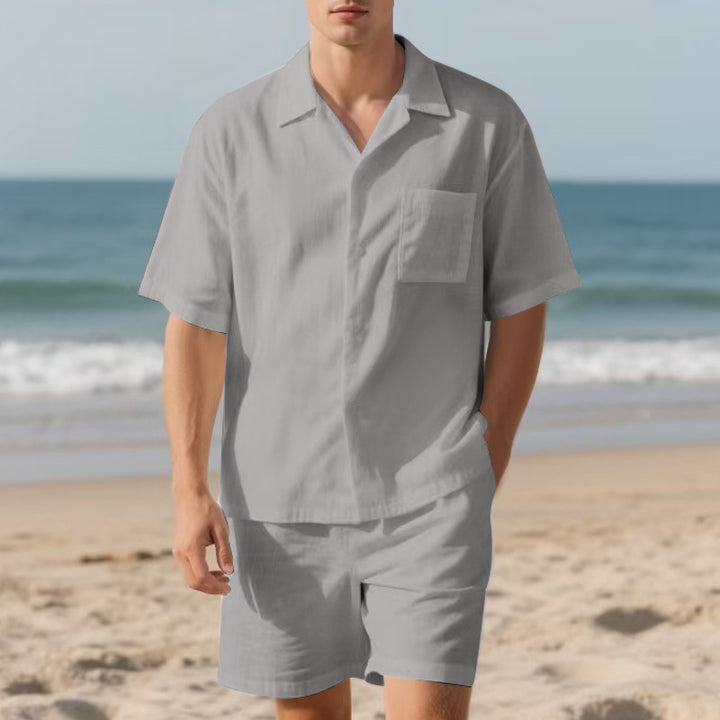 Herren lässiges Strandanzug mit Kurzarm-Hemd und Shorts Echoarchiv