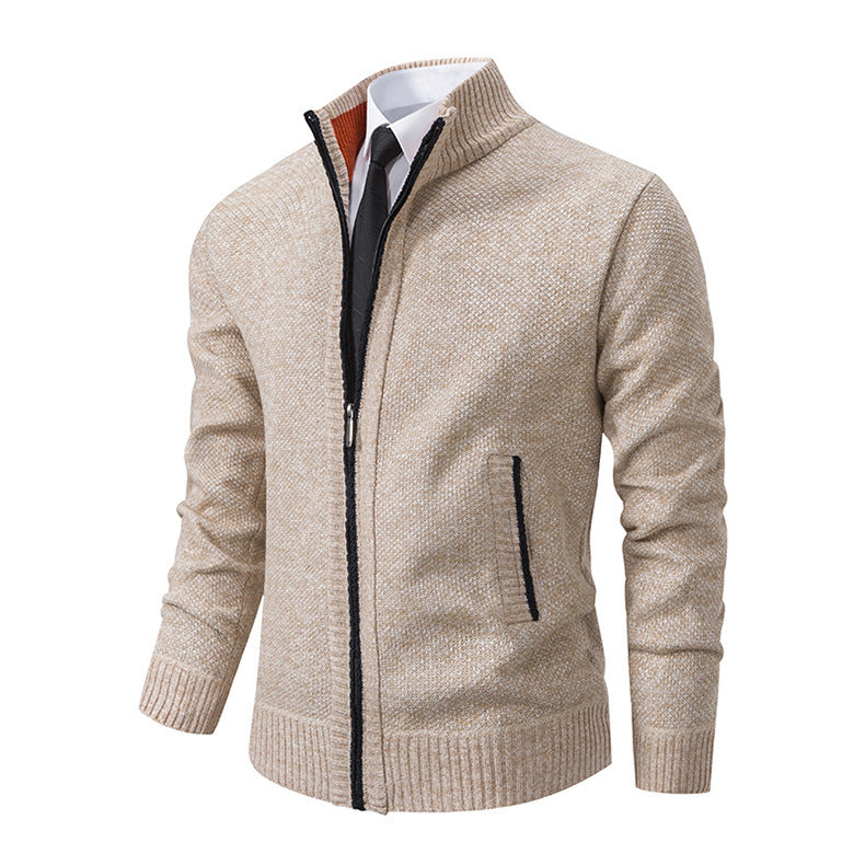 Herren modische Strickjacke mit hohem Kragen und Reißverschluss Echoarchiv