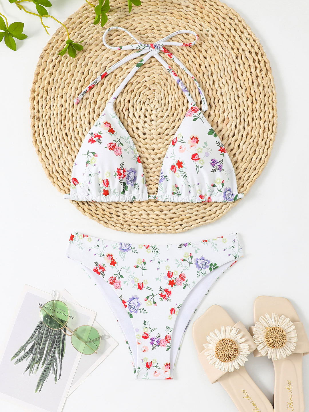Damen Triangel-Bikini-Set mit verspieltem Knoten-Design und hoch geschnittenem Höschen Echo Archiv