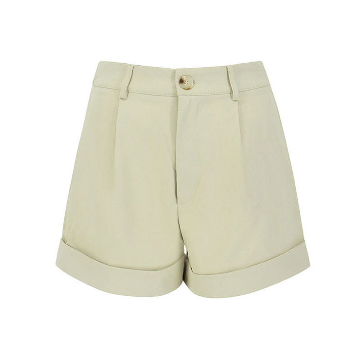 Damen elegante Kurzshorts mit hohem Bund und umgeschlagenem Saum Echo Archiv