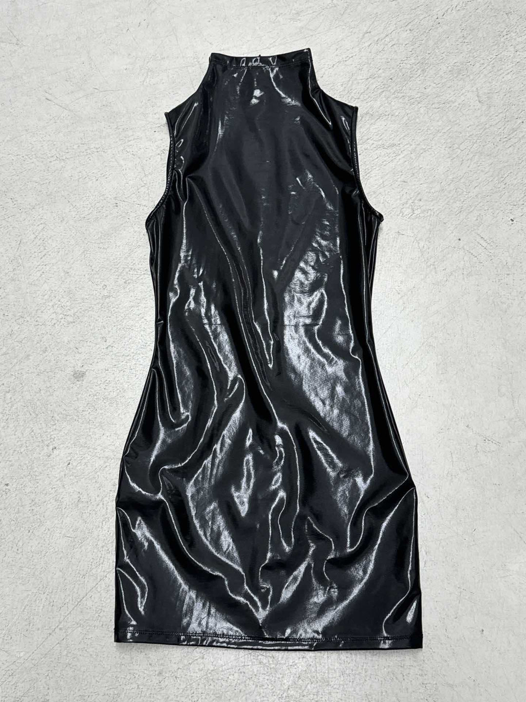 Damen figura betontes Kunstlederkleid mit langen Ärmeln Echo Archiv