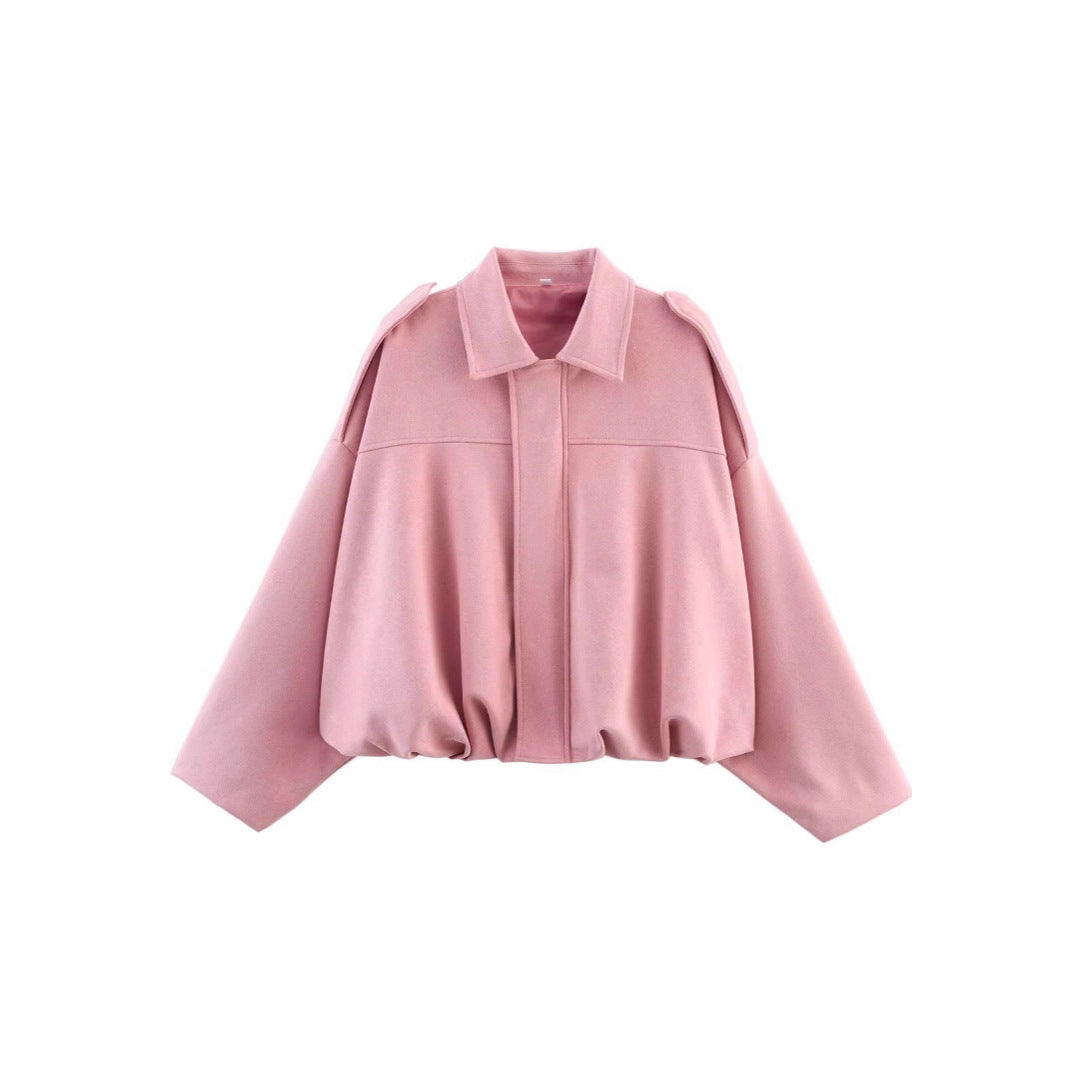 Damen nan Oversize-Kurzjacke mit Ballon-Saum, Schulterpatten und verdeckter Frontleiste Echo Archiv