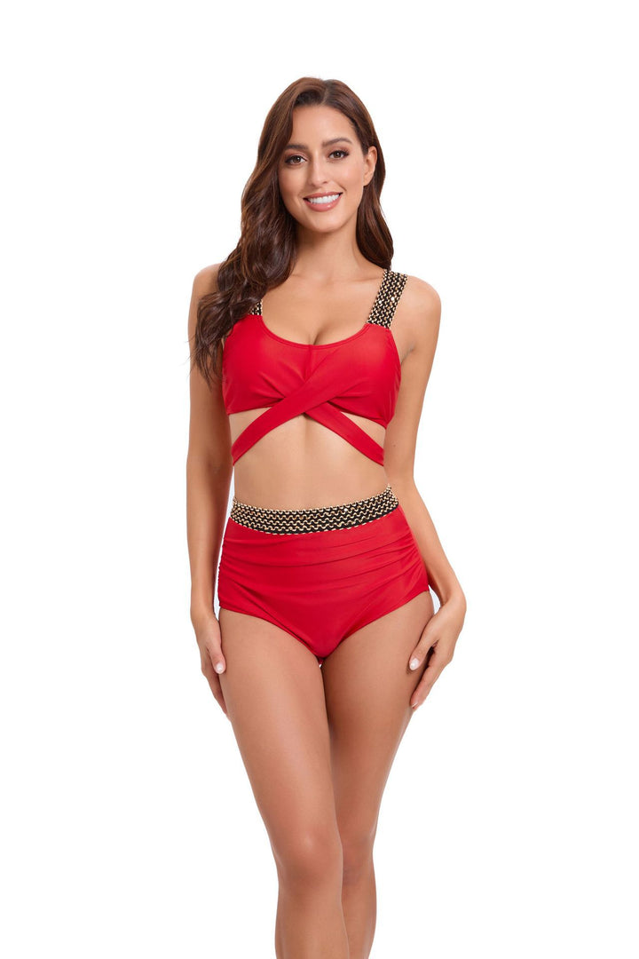 Damen Sportliches Bikini-Set mit raffiniertem Wickeldesign und verstellbaren Trägern Echo Archiv