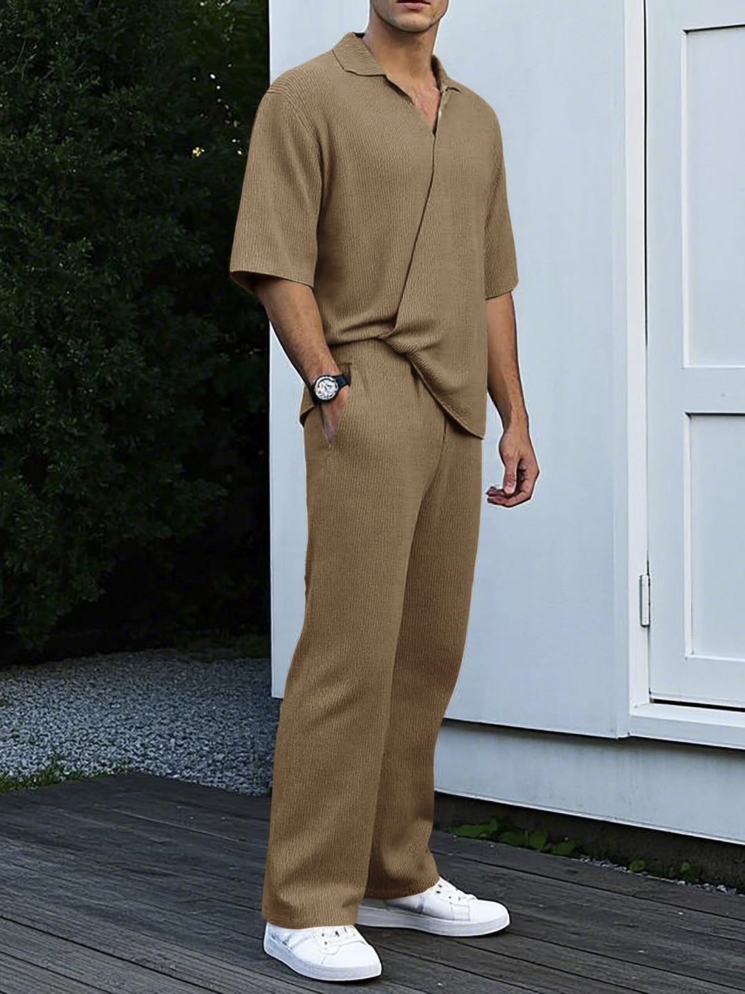 Herren lässiges Kurzarm-Set aus hochwertigem Strickstoff und elastischen Bund Echoarchiv