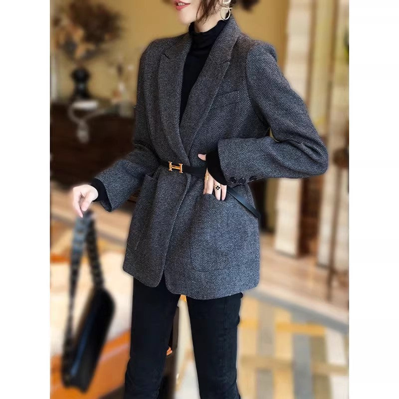 Damen Eleganter Tweed-Blazer Echoarchiv