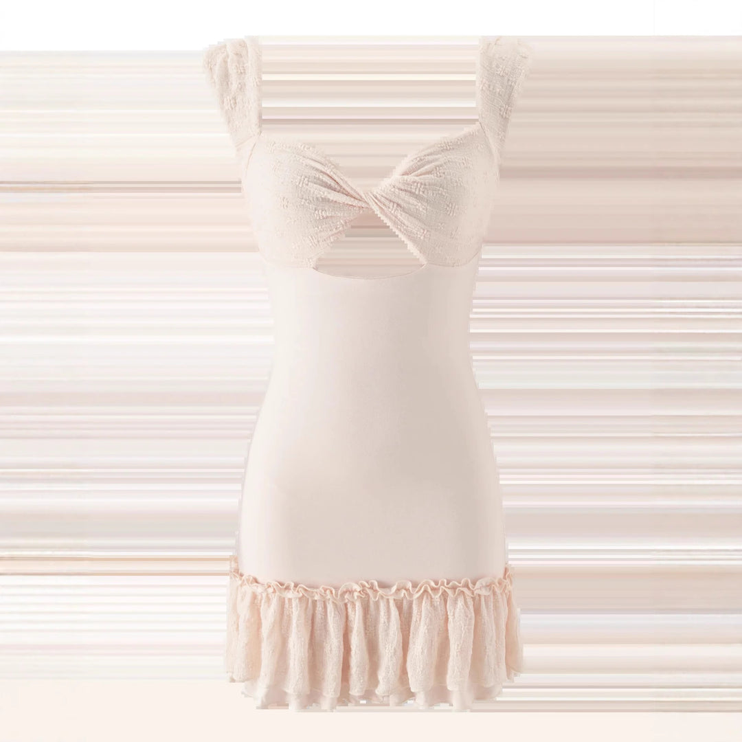 Damen Minikleid mit figurbetontem Schnitt und Rüschensaum Echo Archiv