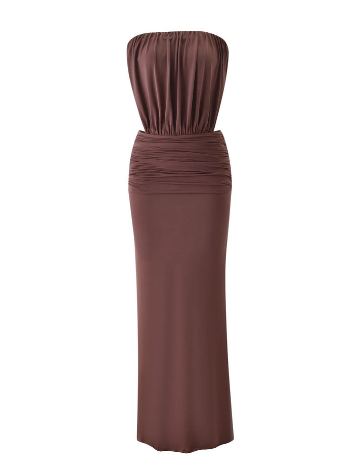 Damen Langes, figurbetontes Maxikleid mit gerafftem Oberteil Echo Archiv