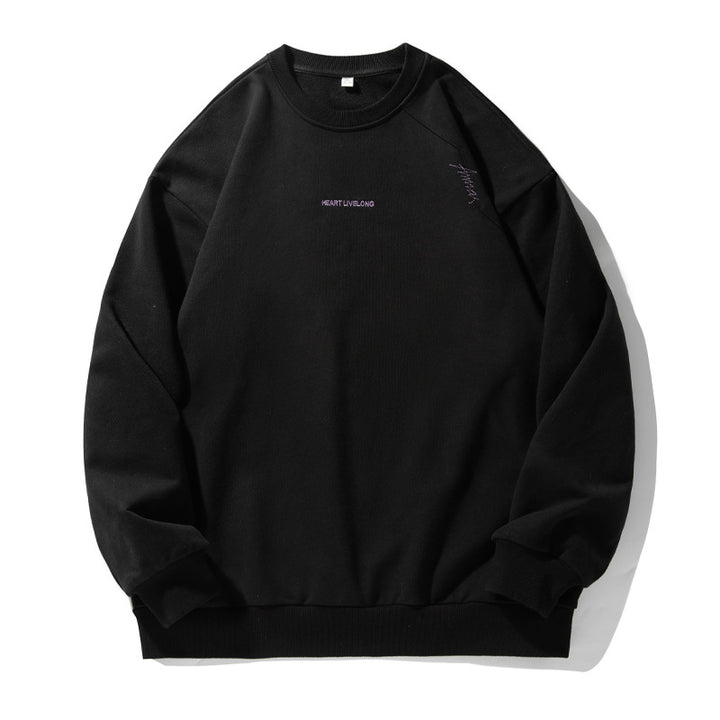 Unisex Oversize Rundhals-Sweatshirt aus Baumwollmix mit feiner Bruststickerei Echo Archiv