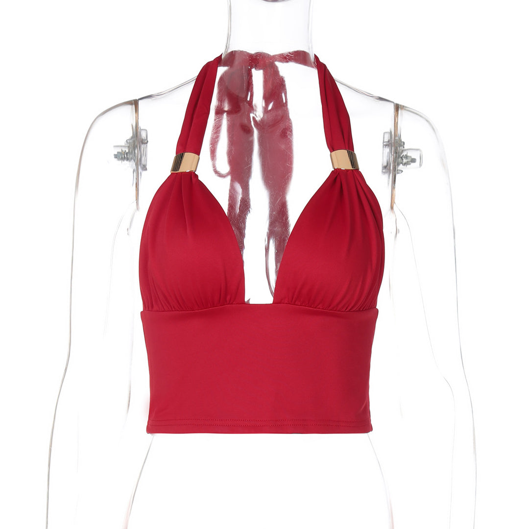Damen Crop-Top mit tiefem V-Ausschnitt und eleganten Trägerdetails Echo Archiv