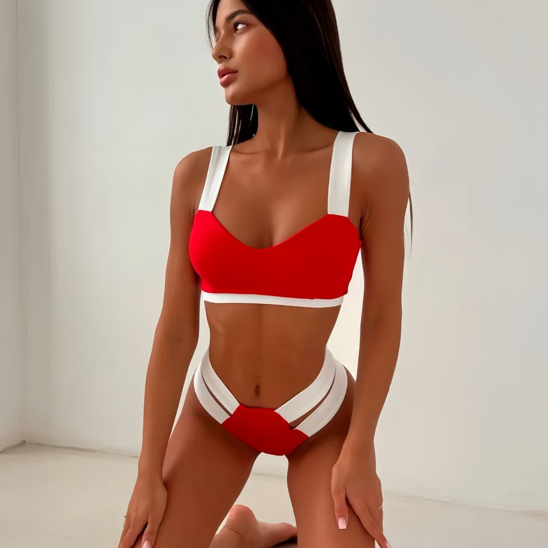 Damen Sportlicher Bikini mit kontrastierenden Farbelementen Echo Archiv