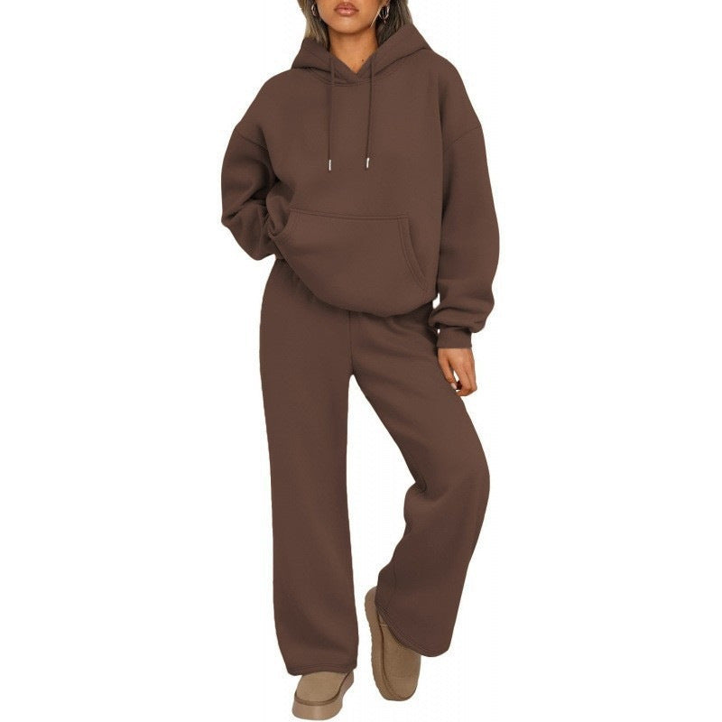 Damen Oversized Hoodie-Set mit Kängurutasche und weiter Palazzohose – Auréline