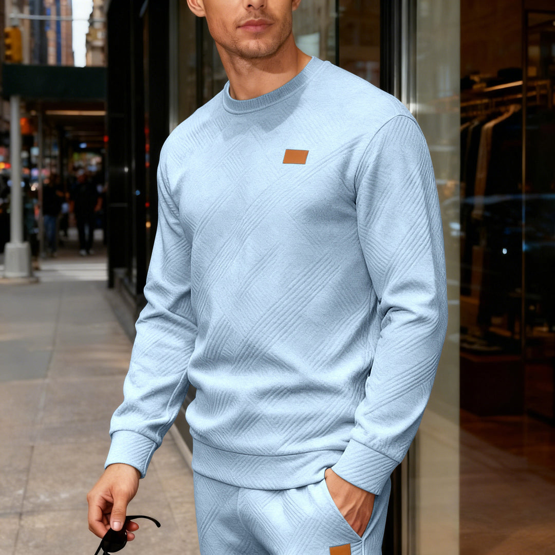 Herren nan strukturierter Baumwollstrickpullover mit Rautenstruktur, Rundhalsausschnitt und elastischen Bündchen Echo Archiv