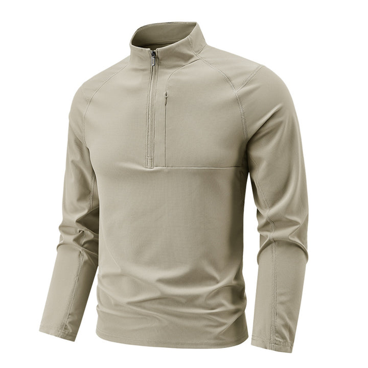 Herren Nano Technische Thermo Halb-Zip Pullover mit Stehkragen und Reißverschlusstasche auf der Brust – Cavarno