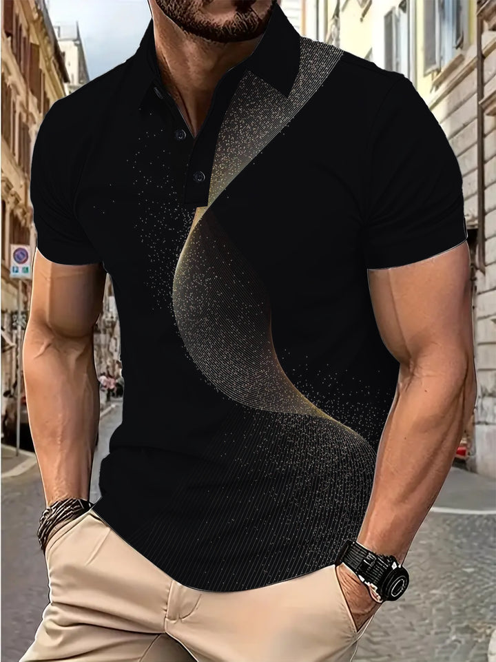 Herren Kurzarm Poloshirt mit stilvollem Grafikdesign Echoarchiv