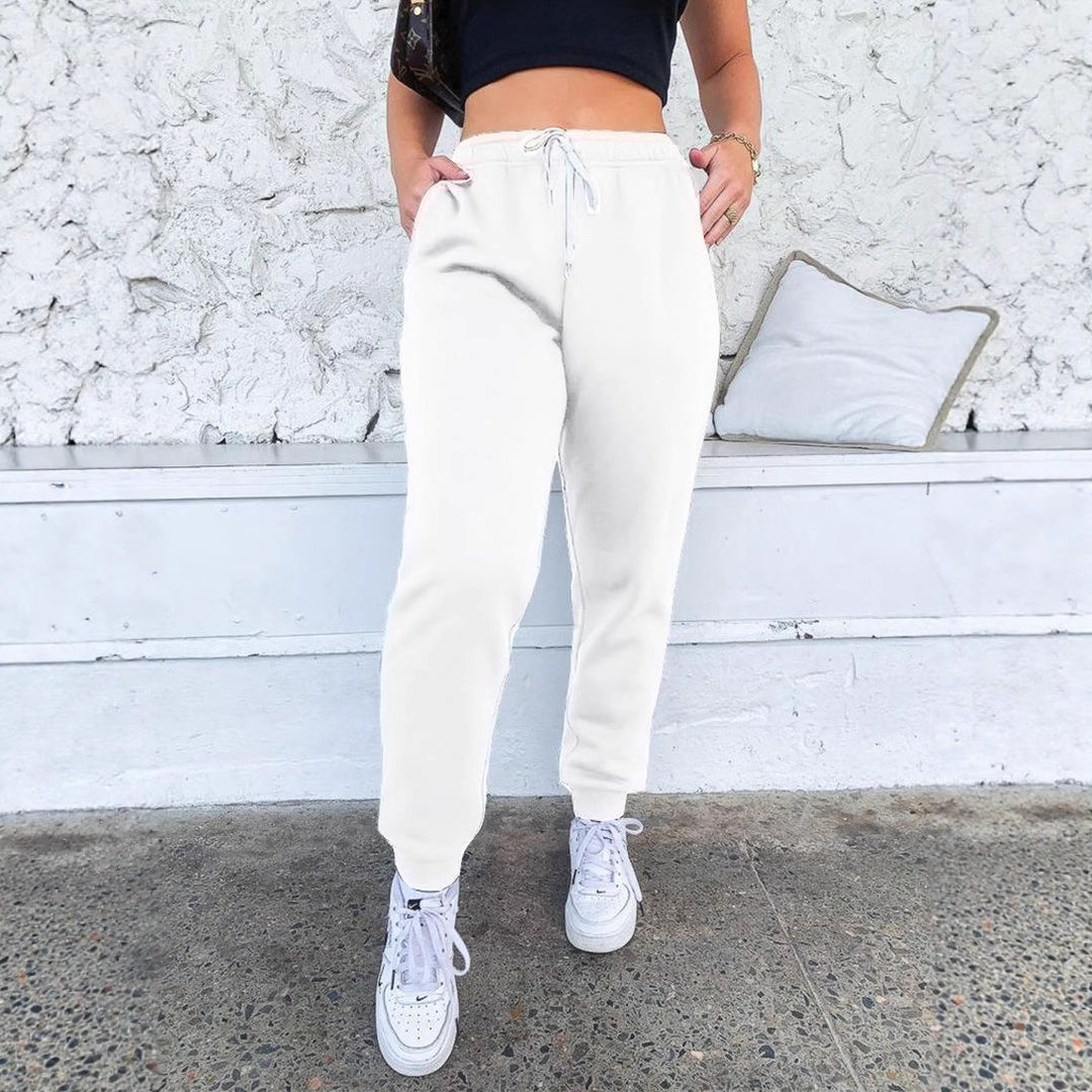 Damen taillenhohe tapered Jogginghose mit elastischem Komfortbund, verstellbarem Kordelzug und tiefen Eingrifftaschen – Avélisse