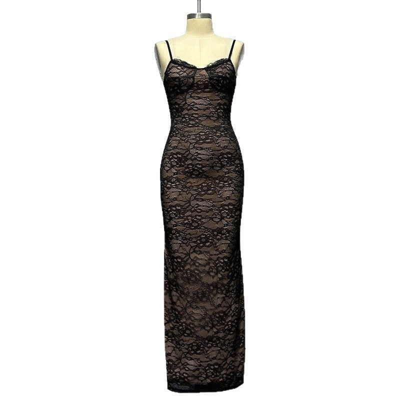 Damen Spitzenmaxikleid mit verführerischem Lingerie-Look und elegantem Akzent Echo Archiv