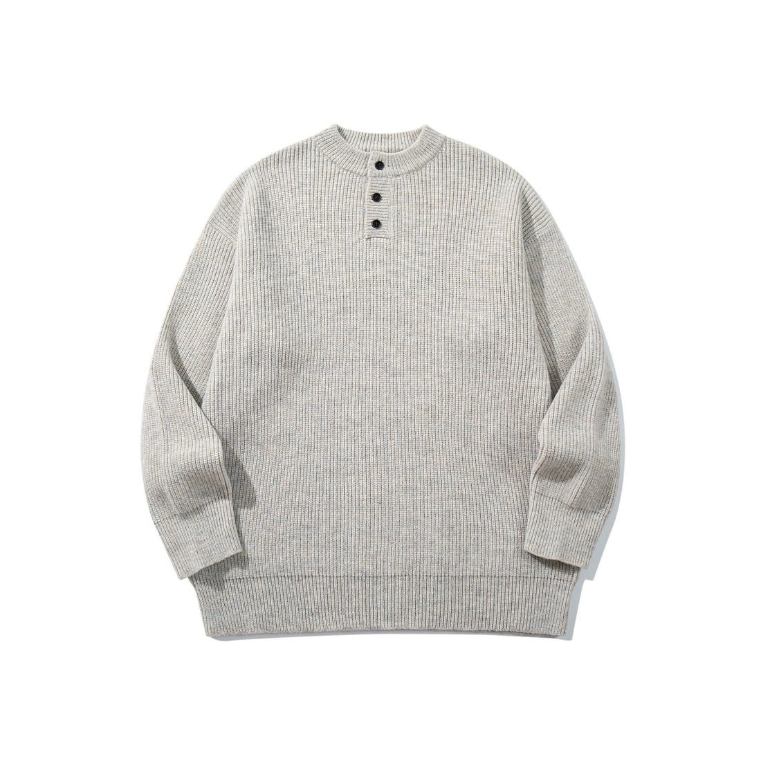 Herren Grobstrick-Henleypullover mit halber Knopfleiste und Rippbündchen Echoarchiv