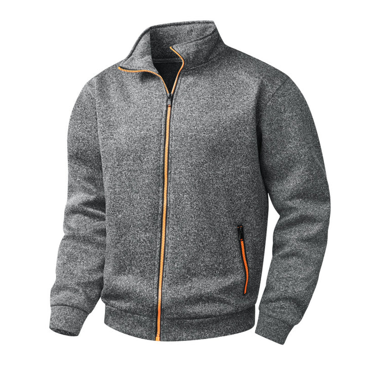 Herren Melierte Reißverschluss-Fleecejacke mit Stehkragen, wärmender Struktur & Kontrastzipper Echo Archiv