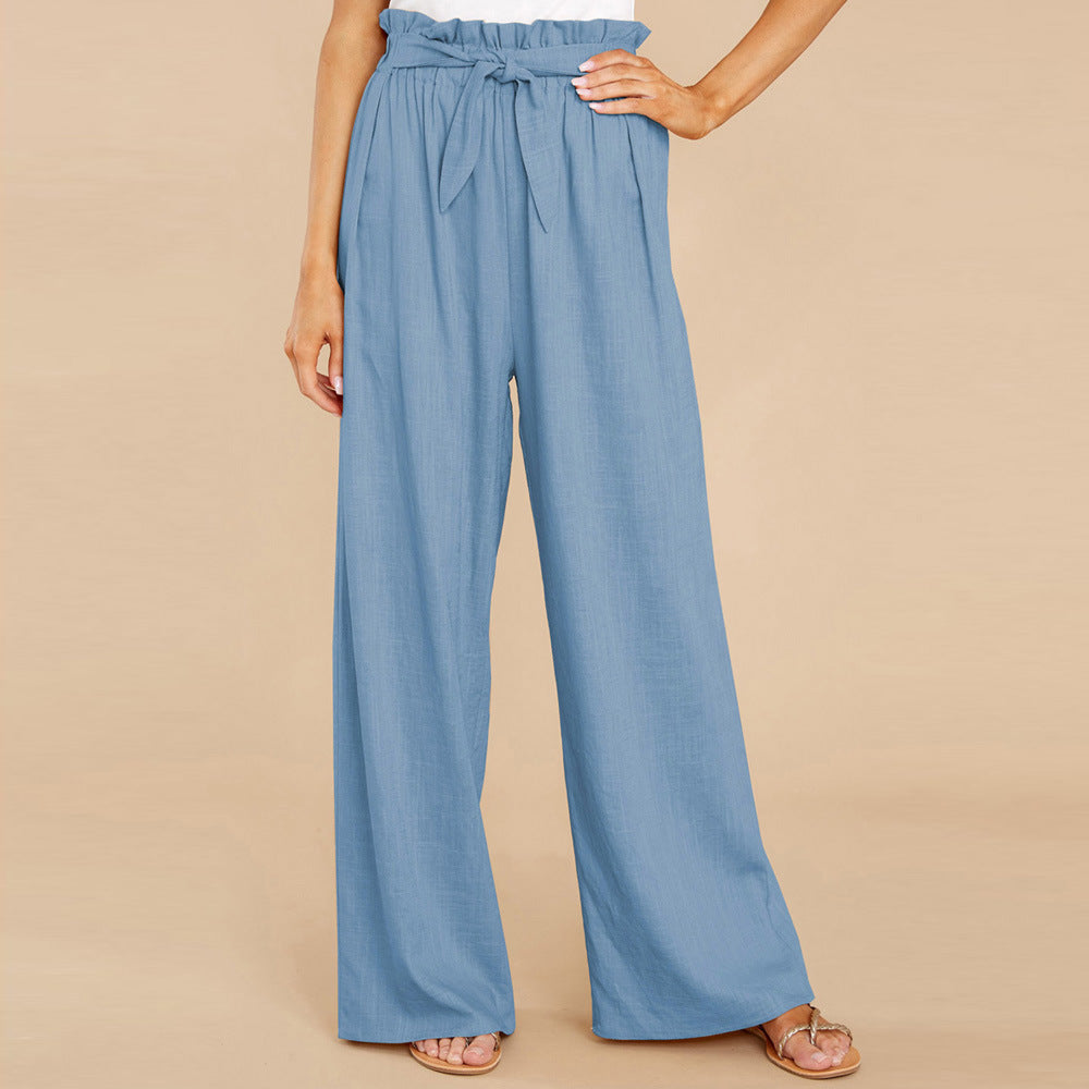 Damen nan Leinenhose mit Paperbag-Bund und weitem Bein Echo Archiv