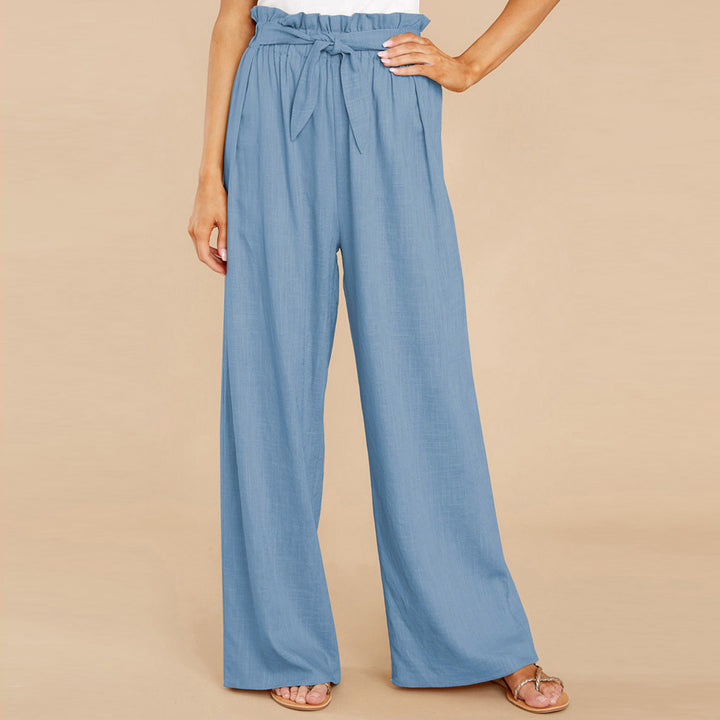 Damen nan Leinenhose mit Paperbag-Bund und weitem Bein Echo Archiv
