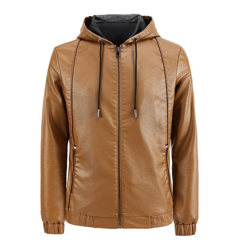 Herren Modische Kapuzenjacke aus Kunstleder Echo Archiv