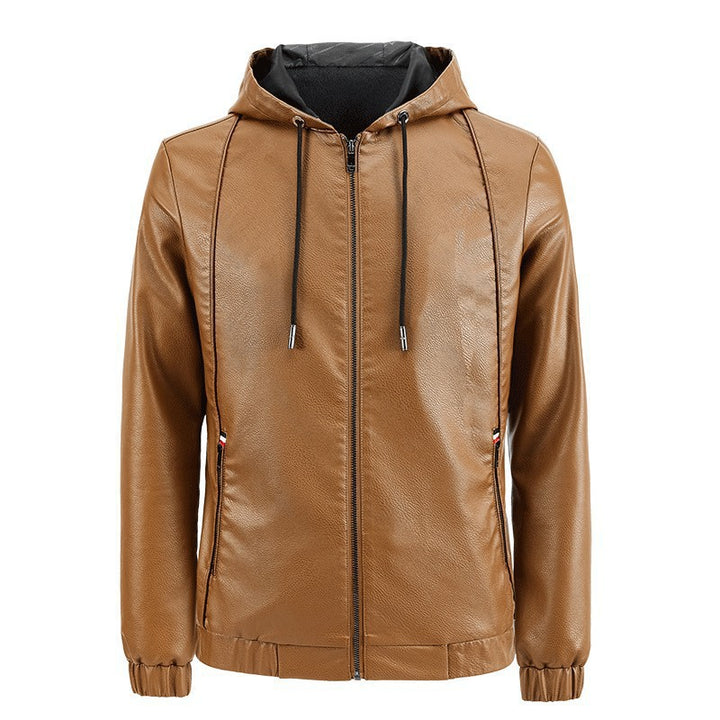 Herren Modische Kapuzenjacke aus Kunstleder Echo Archiv