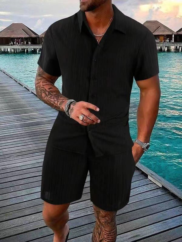 Herren atmungsaktives Sport-Set mit Kurzarm-Hemd und Shorts – Marzano
