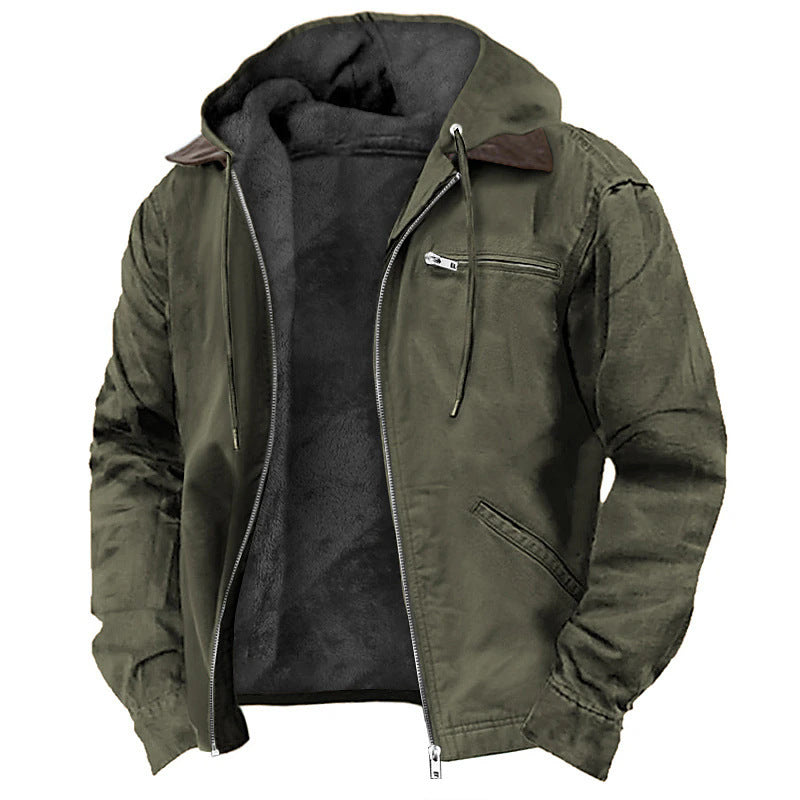 Herren Gefütterte Fieldjacke mit Kapuze und Sherpa-Futter – Taviero
