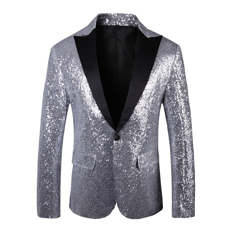 Herren Glänzender Pailletten Blazer Echoarchiv