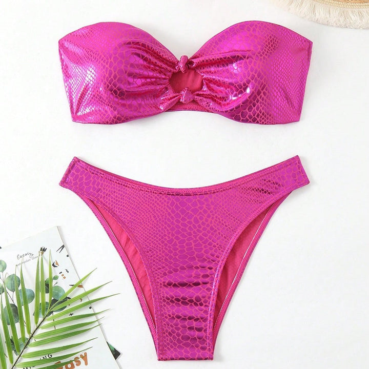 Damen Bandeau-Bikini mit hochglänzendem Schlangenmuster Echo Archiv
