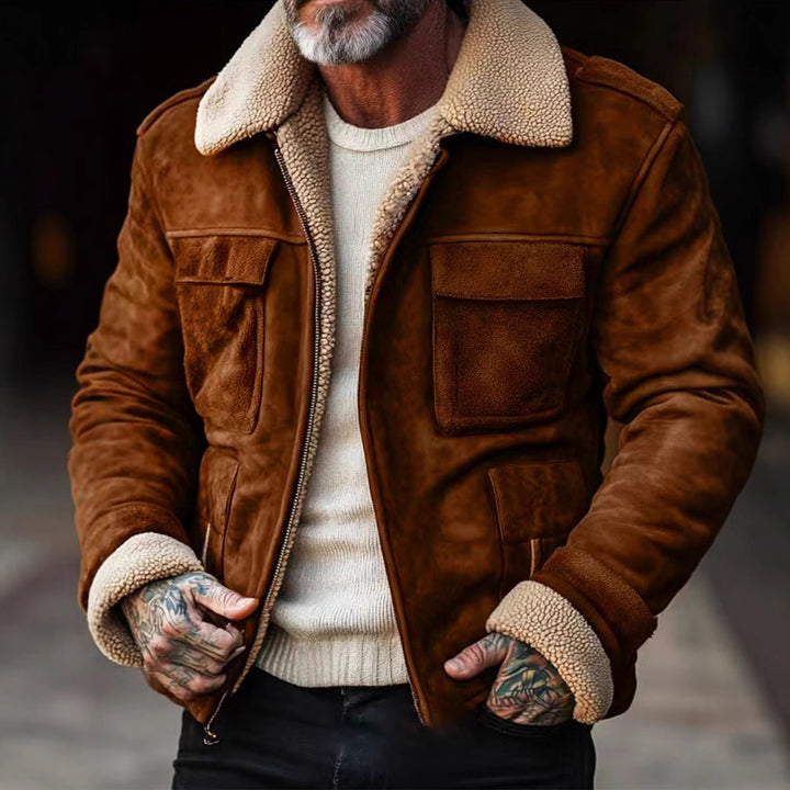 Herren Fliegerjacke aus Wildleder mit warmem Schafsfutter Echoarchiv