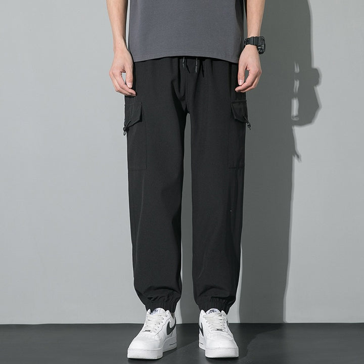 Herren Weite Relaxed-Cargo-Freizeithose mit Tunnelzugbund & Multifunktions‑Taschen Echoarchiv