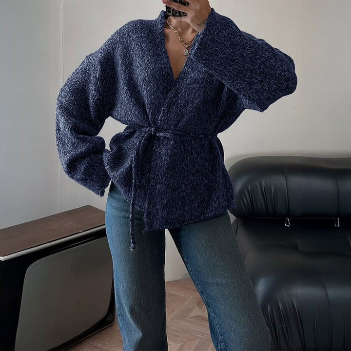 Damen nan oversize Bouclé-Strickjacke mit Taillengürtel und Kimonoärmeln Echo Archiv