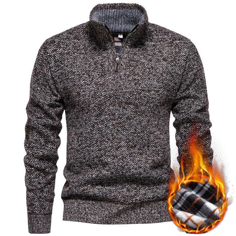Herren Strickpullover mit halbem Reißverschluss und modischem Strukturdesign Echoarchiv