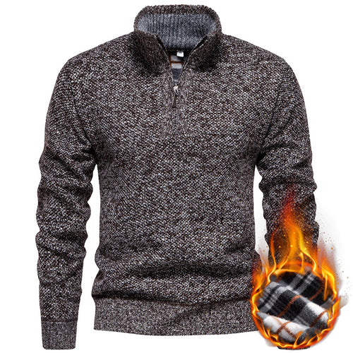 Herren Strickpullover mit halbem Reißverschluss und modischem Strukturdesign Echoarchiv