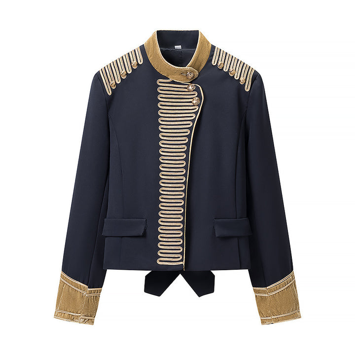 Damen Kurzblazer im Marschall-Stil mit verzierten Goldgalons und Stehkragen Echo Archiv