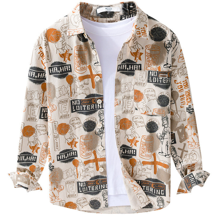 Herren Künstlerisches Grafik-Overshirt im Relaxed-Layering mit Allover-Sketchprint und Soft‑Touch‑Baumwollmix Echoarchiv